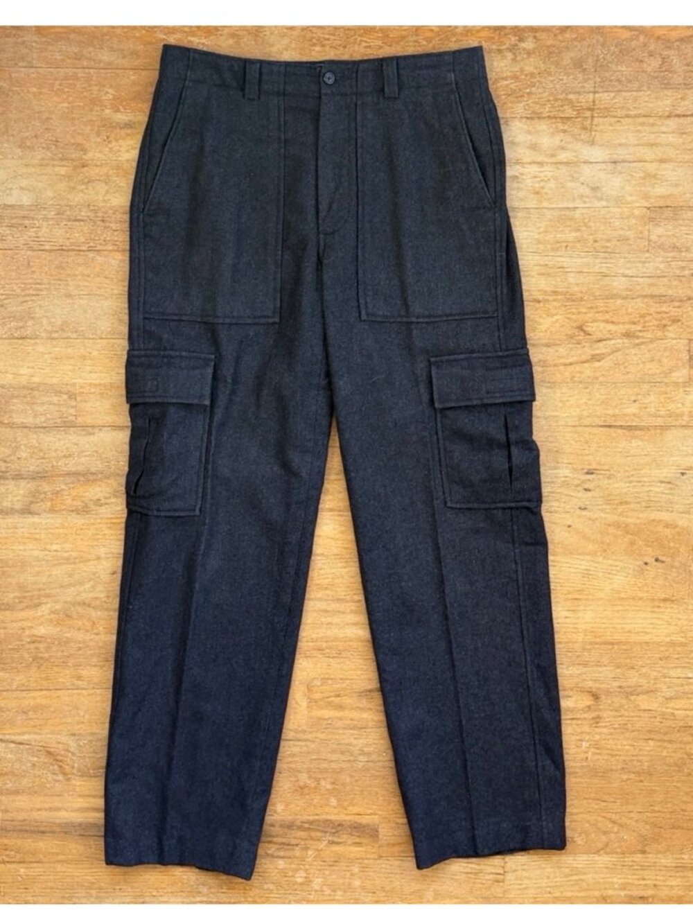 Vintage Mens Tommy Hilfiger Wool Cargo Pants Size 32x31 Charcoal Gray Trousers